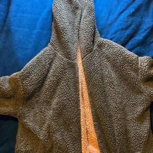 New mix hooded cardigan fluffy